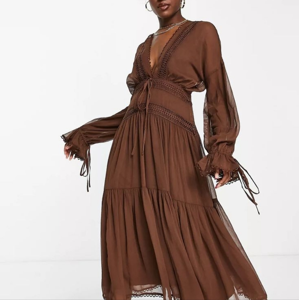 ASOS DESIGN Lace Insert Midi Dress